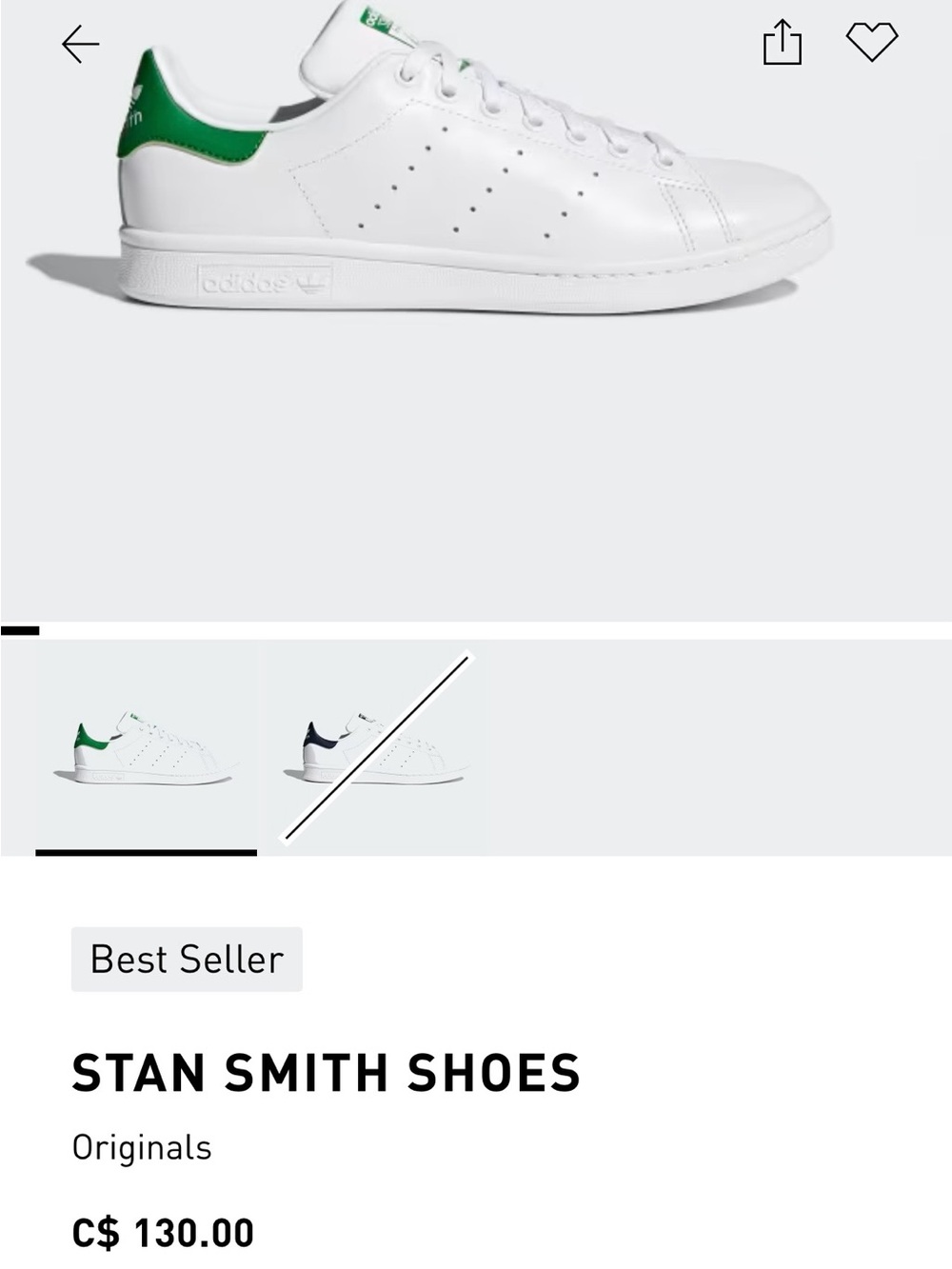 adidas Stan Smith Sneakers - White with Green Heel Tab